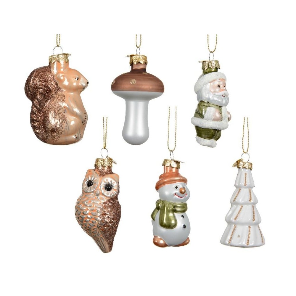 PENDENTI ALBERO VETRO H.7.5CM. 6 ASSORTITI